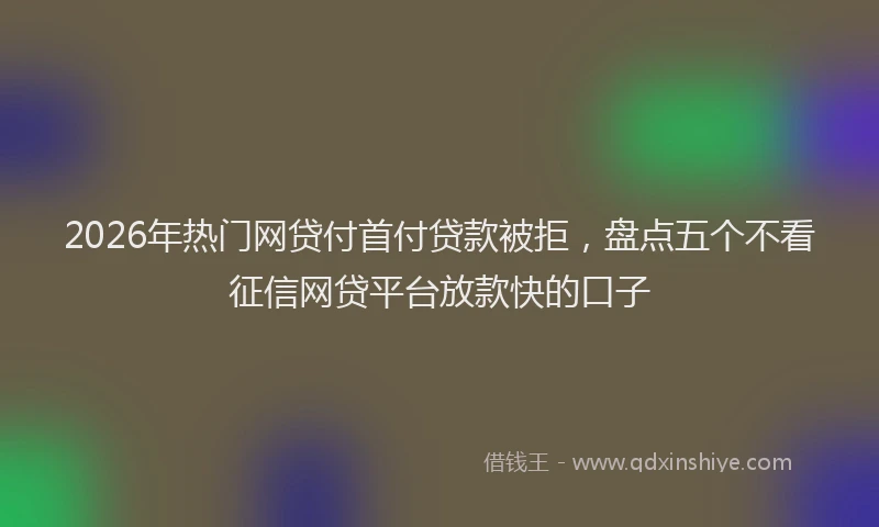 2026年热门网贷付首付贷款被拒，盘点五个不看征信网贷平台放款快的口子