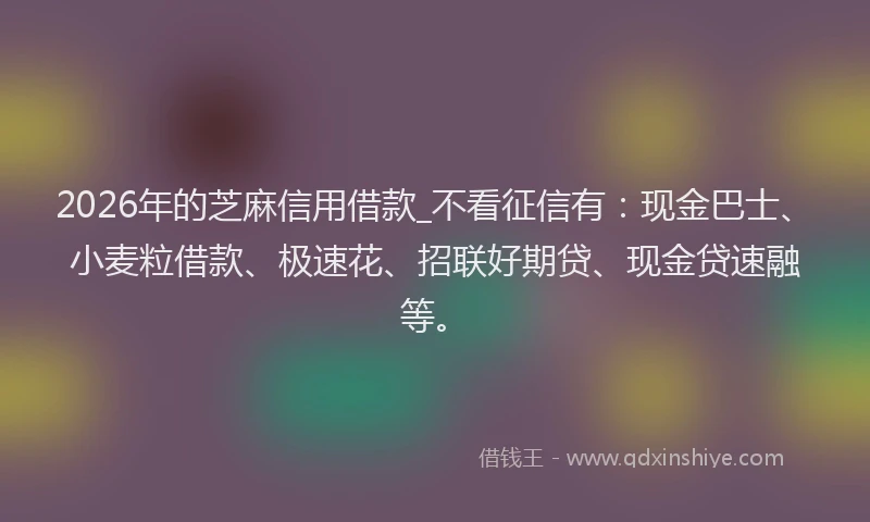 2026年的芝麻信用借款_不看征信有：现金巴士、小麦粒借款、极速花、招联好期贷、现金贷速融等。