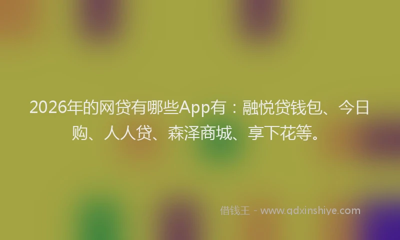 2026年的网贷有哪些App有：融悦贷钱包、今日购、人人贷、森泽商城、享下花等。