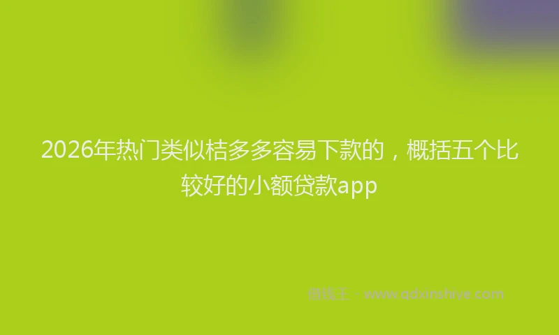 2026年热门类似桔多多容易下款的，概括五个比较好的小额贷款app
