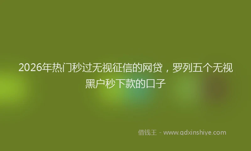 2026年热门秒过无视征信的网贷，罗列五个无视黑户秒下款的口子
