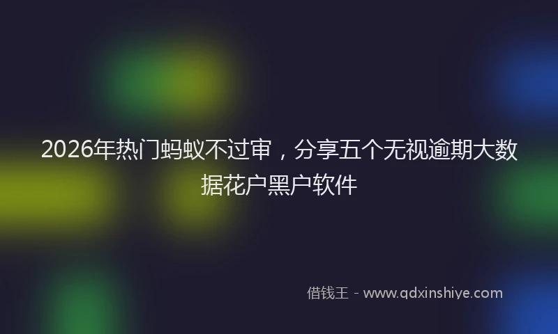 2026年热门蚂蚁不过审，分享五个无视逾期大数据花户黑户软件