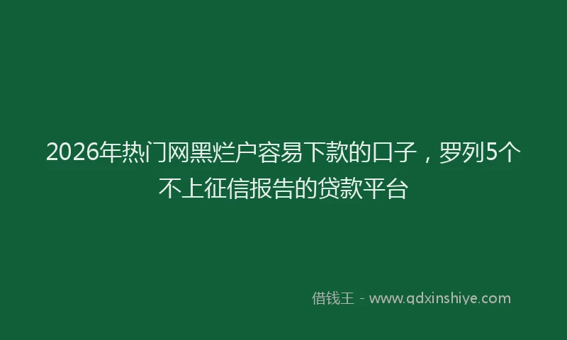 2026年热门网黑烂户容易下款的口子，罗列5个不上征信报告的贷款平台
