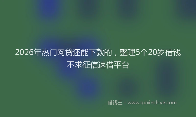2026年热门网贷还能下款的，整理5个20岁借钱不求征信速借平台