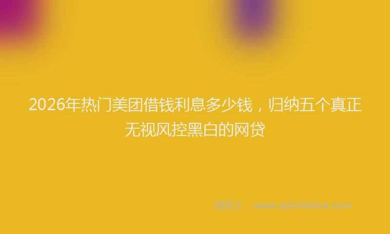 2026年热门美团借钱利息多少钱，归纳五个真正无视风控黑白的网贷