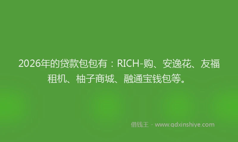 2026年的贷款包包有：RICH-购、安逸花、友福租机、柚子商城、融通宝钱包等。