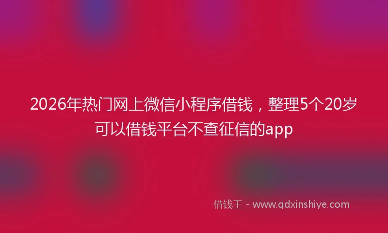 2026年热门网上微信小程序借钱，整理5个20岁可以借钱平台不查征信的app