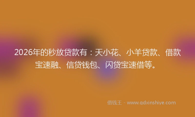 2026年的秒放贷款有：天小花、小羊贷款、借款宝速融、信贷钱包、闪贷宝速借等。
