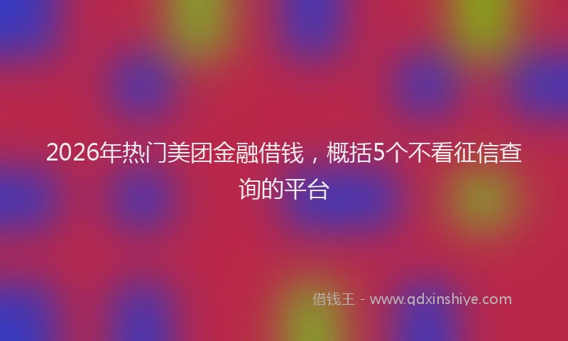 2026年热门美团金融借钱，概括5个不看征信查询的平台