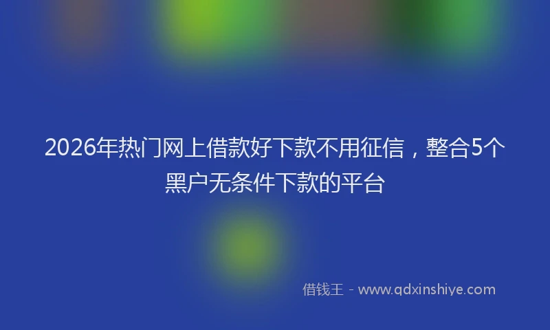 2026年热门网上借款好下款不用征信，整合5个黑户无条件下款的平台