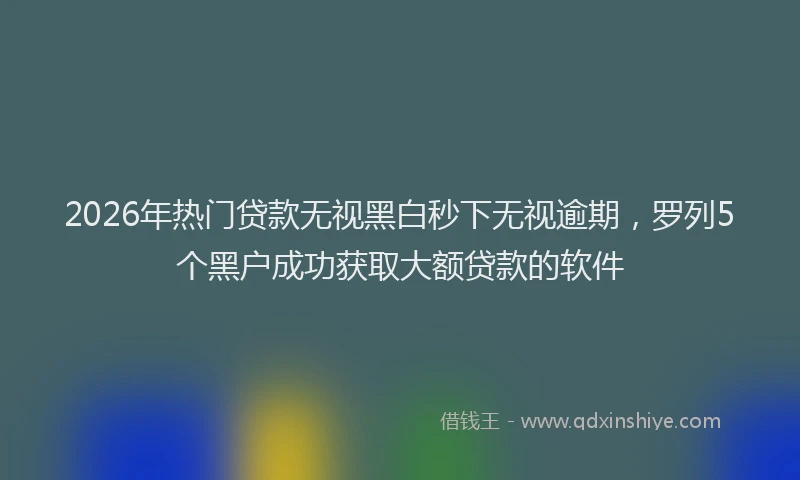 2026年热门贷款无视黑白秒下无视逾期，罗列5个黑户成功获取大额贷款的软件