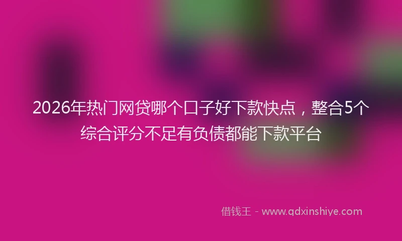 2026年热门网贷哪个口子好下款快点，整合5个综合评分不足有负债都能下款平台