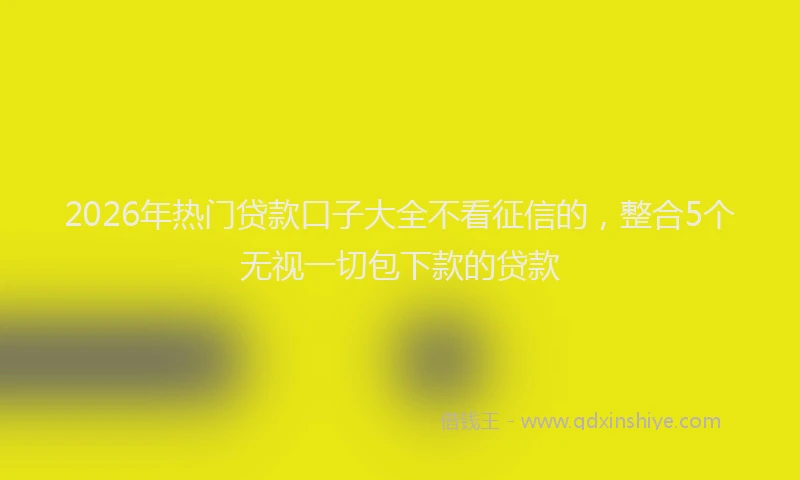 2026年热门贷款口子大全不看征信的，整合5个无视一切包下款的贷款