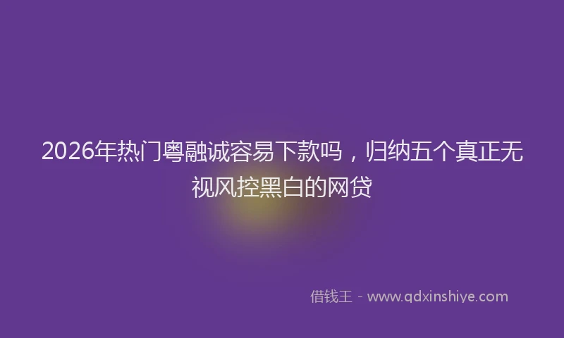 2026年热门粤融诚容易下款吗，归纳五个真正无视风控黑白的网贷