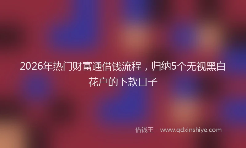 2026年热门财富通借钱流程，归纳5个无视黑白花户的下款口子