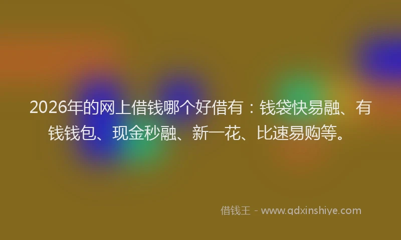 2026年的网上借钱哪个好借有：钱袋快易融、有钱钱包、现金秒融、新一花、比速易购等。