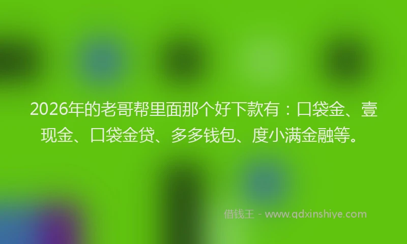 2026年的老哥帮里面那个好下款有：口袋金、壹现金、口袋金贷、多多钱包、度小满金融等。