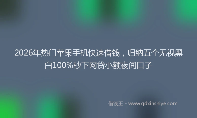 2026年热门苹果手机快速借钱，归纳五个无视黑白100%秒下网贷小额夜间口子