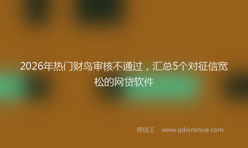 2026年热门财鸟审核不通过，汇总5个对征信宽松的网贷软件