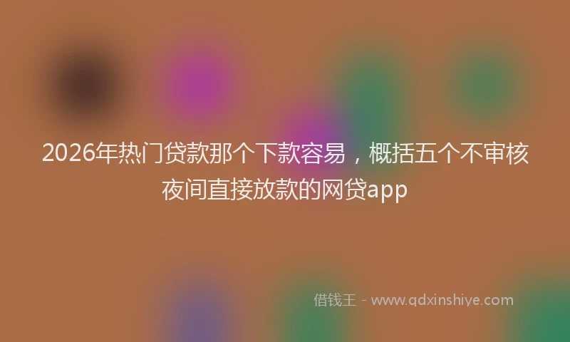 2026年热门贷款那个下款容易，概括五个不审核夜间直接放款的网贷app