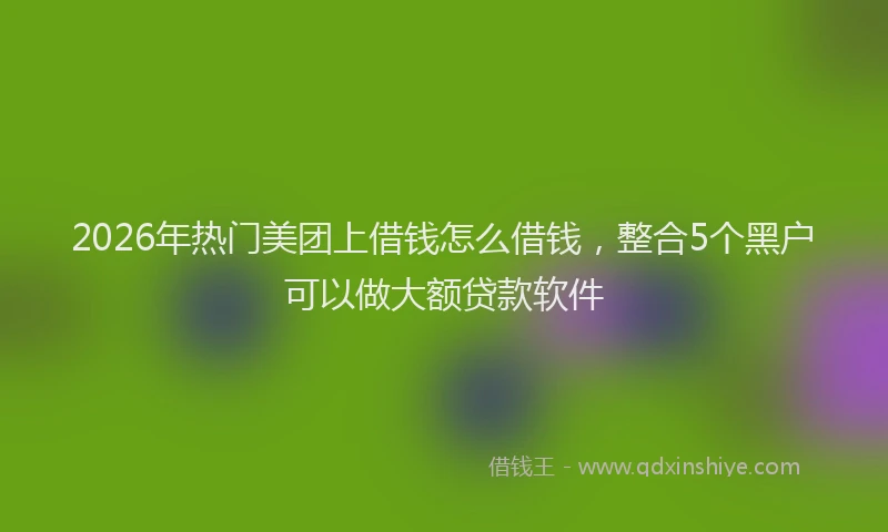 2026年热门美团上借钱怎么借钱，整合5个黑户可以做大额贷款软件
