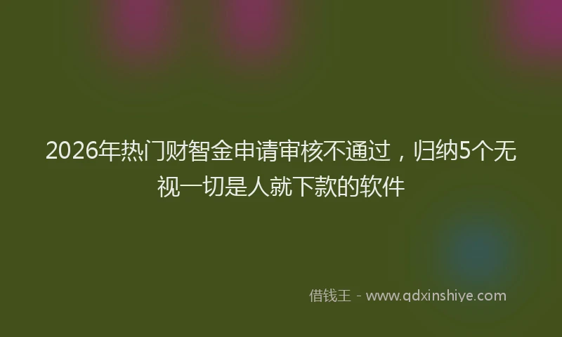 2026年热门财智金申请审核不通过,归纳5个无视一切是人就下款的软件