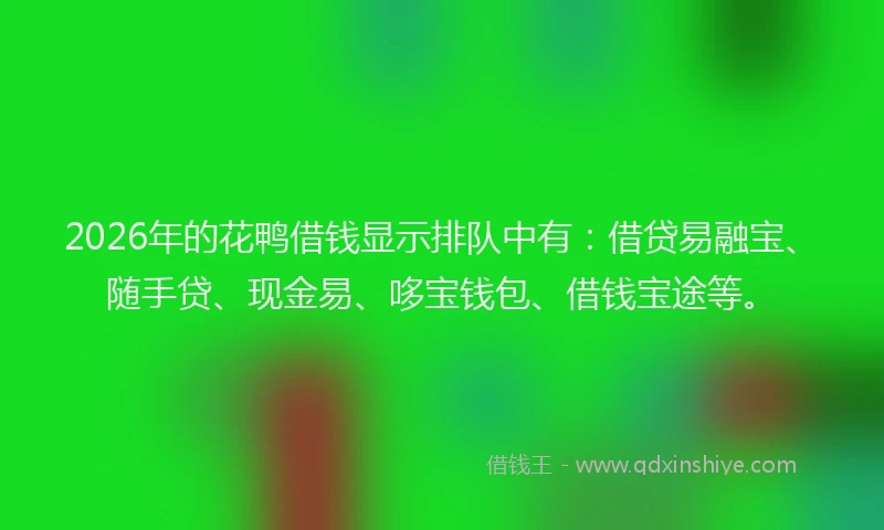 2026年的花鸭借钱显示排队中有：借贷易融宝、随手贷、现金易、哆宝钱包、借钱宝途等。