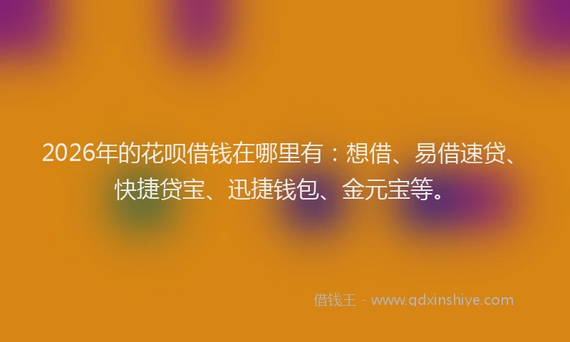 2026年的花呗借钱在哪里有：想借、易借速贷、快捷贷宝、迅捷钱包、金元宝等。