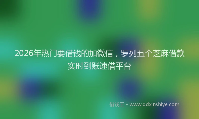 2026年热门要借钱的加微信，罗列五个芝麻借款实时到账速借平台