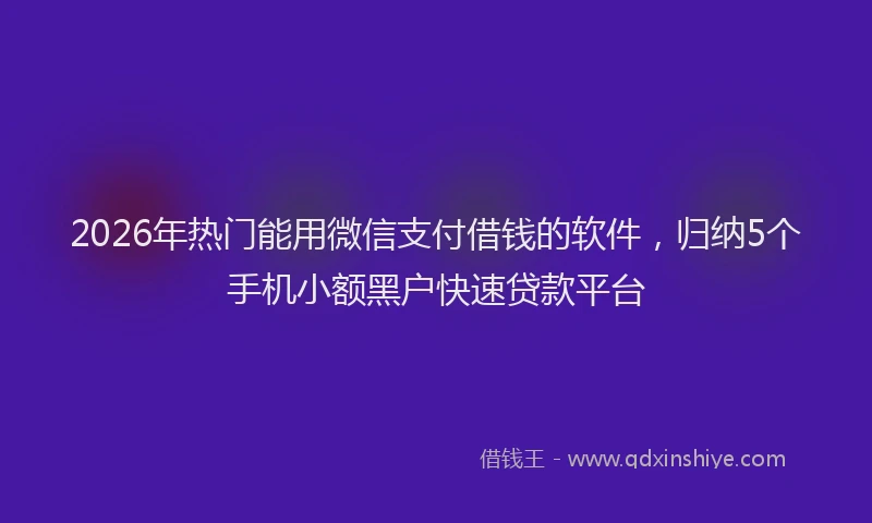 2026年热门能用微信支付借钱的软件，归纳5个手机小额黑户快速贷款平台