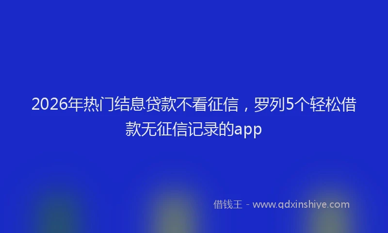 2026年热门结息贷款不看征信，罗列5个轻松借款无征信记录的app