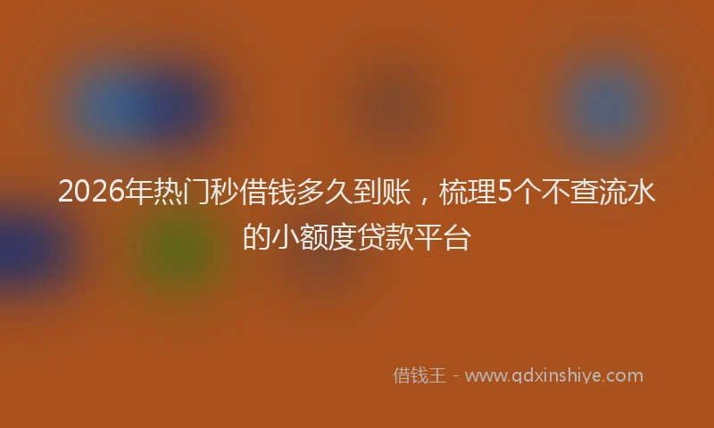 2026年热门秒借钱多久到账，梳理5个不查流水的小额度贷款平台