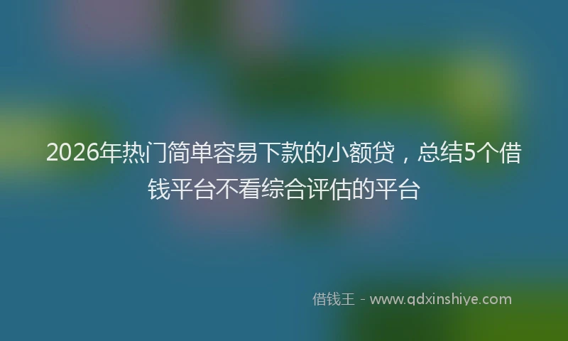 2026年热门简单容易下款的小额贷，总结5个借钱平台不看综合评估的平台