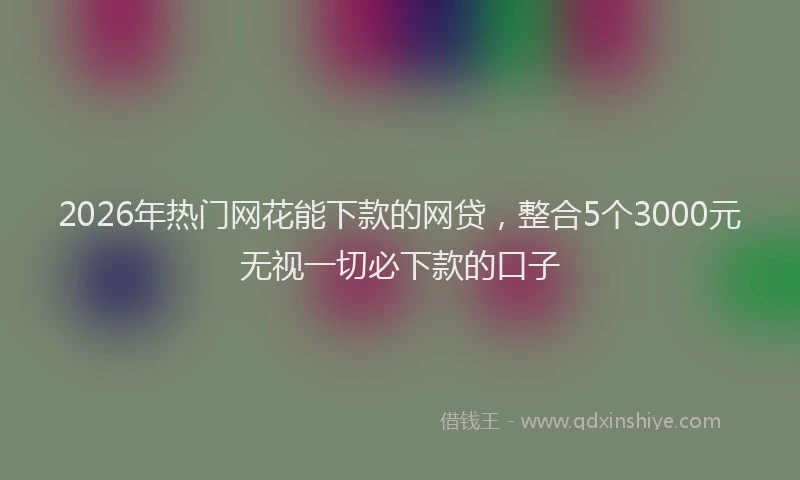 2026年热门网花能下款的网贷，整合5个3000元无视一切必下款的口子