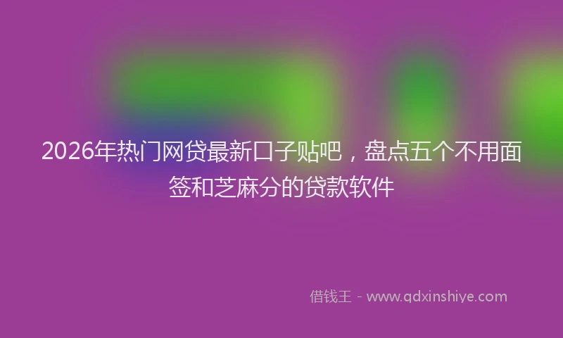 2026年热门网贷最新口子贴吧，盘点五个不用面签和芝麻分的贷款软件