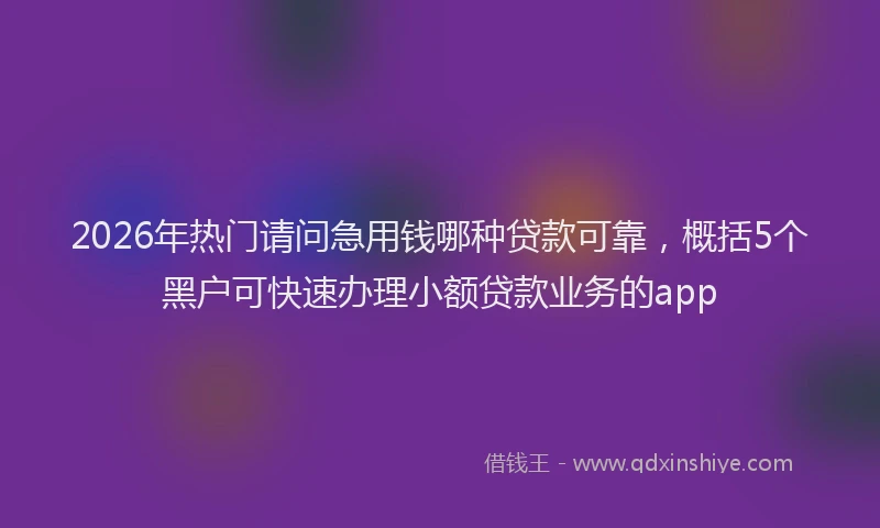 2026年热门请问急用钱哪种贷款可靠,概括5个黑户可快速办理小额贷款业务的app