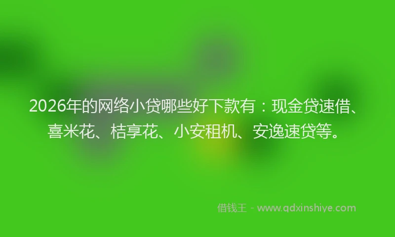 2026年的网络小贷哪些好下款有：现金贷速借、喜米花、桔享花、小安租机、安逸速贷等。