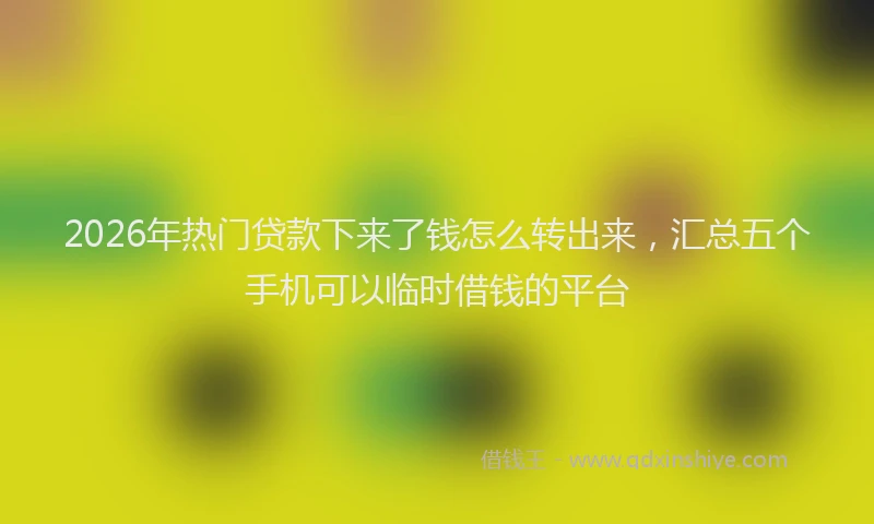 2026年热门贷款下来了钱怎么转出来，汇总五个手机可以临时借钱的平台