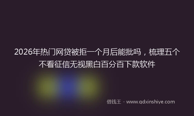 2026年热门网贷被拒一个月后能批吗，梳理五个不看征信无视黑白百分百下款软件