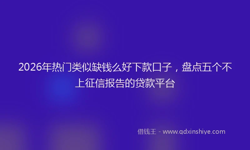 2026年热门类似缺钱么好下款口子，盘点五个不上征信报告的贷款平台