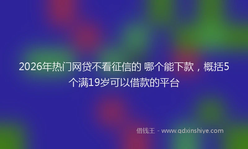 2026年热门网贷不看征信的 哪个能下款,概括5个满19岁可以借款的平台