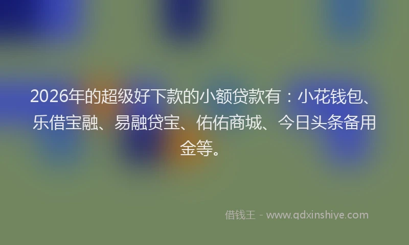 2026年的超级好下款的小额贷款有：小花钱包、乐借宝融、易融贷宝、佑佑商城、今日头条备用金等。
