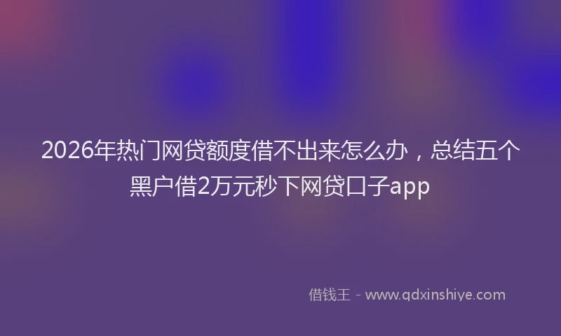 2026年热门网贷额度借不出来怎么办，总结五个黑户借2万元秒下网贷口子app