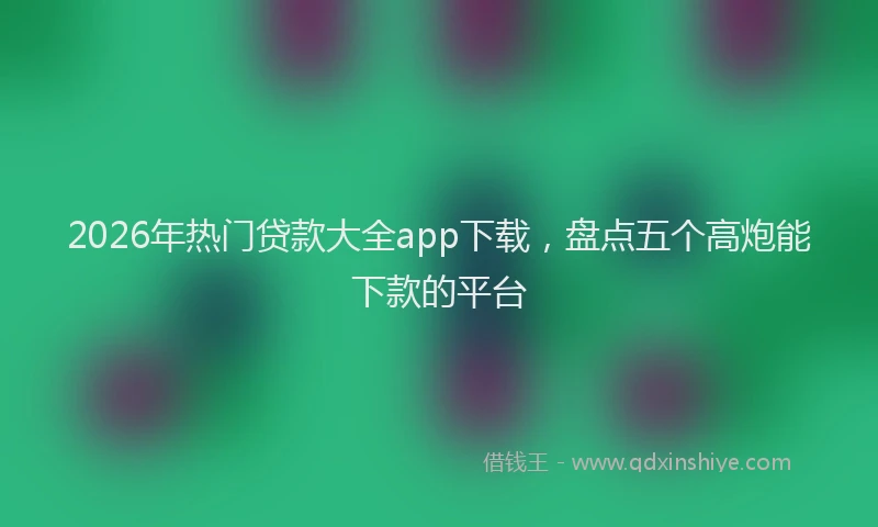 2026年热门贷款大全app下载，盘点五个高炮能下款的平台