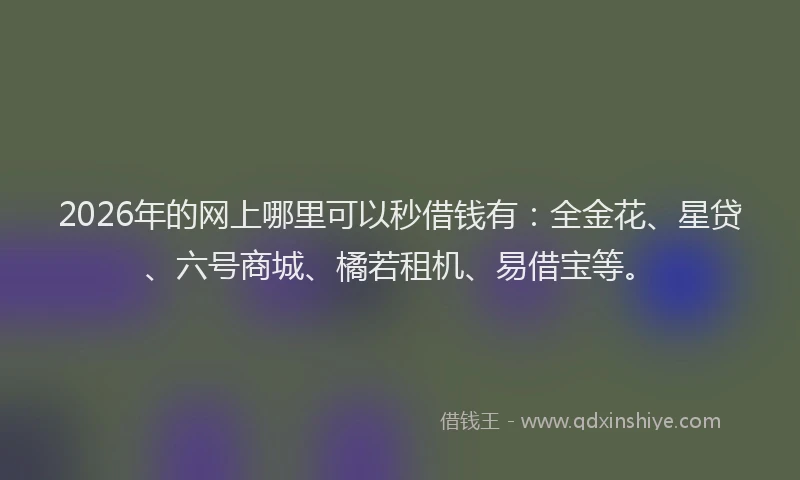 2026年的网上哪里可以秒借钱有：全金花、星贷、六号商城、橘若租机、易借宝等。