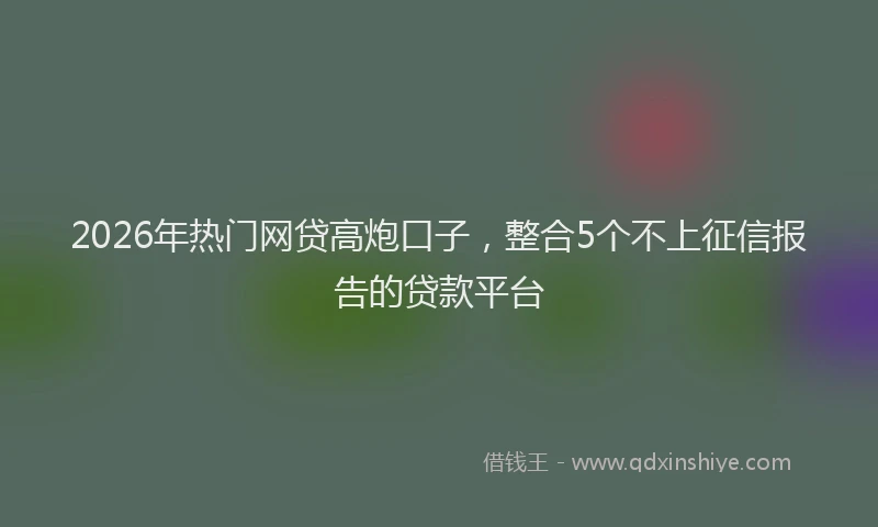2026年热门网贷高炮口子，整合5个不上征信报告的贷款平台