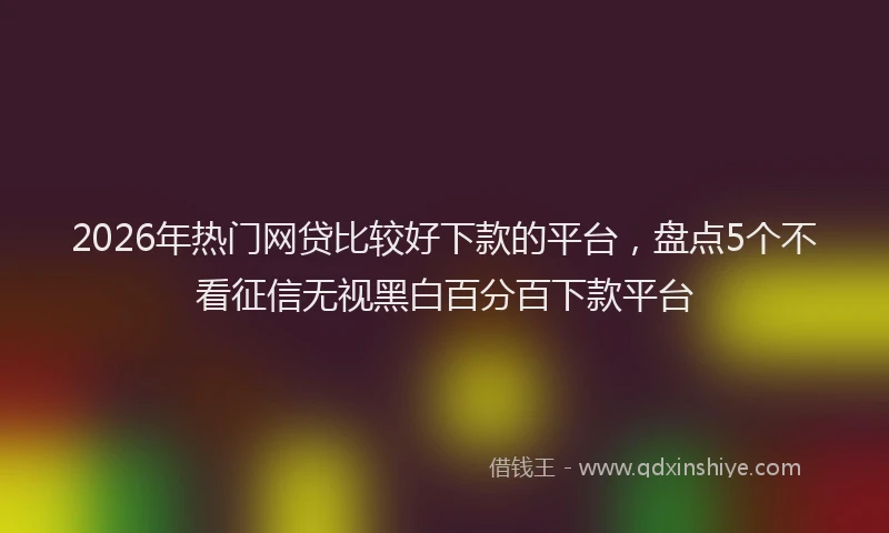 2026年热门网贷比较好下款的平台，盘点5个不看征信无视黑白百分百下款平台