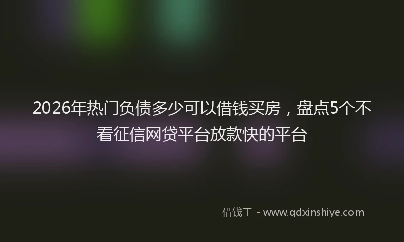 2026年热门负债多少可以借钱买房，盘点5个不看征信网贷平台放款快的平台