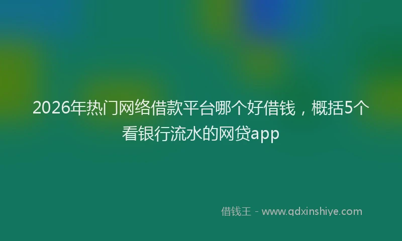 2026年热门网络借款平台哪个好借钱，概括5个看银行流水的网贷app