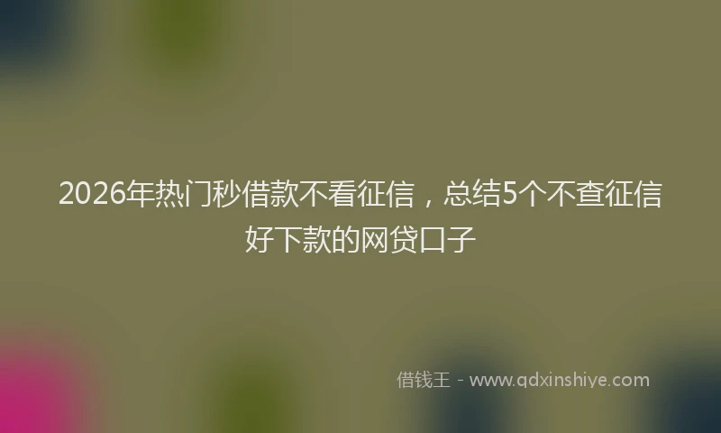2026年热门秒借款不看征信，总结5个不查征信好下款的网贷口子